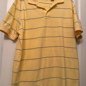 Roundtree & Yorke Pale Yellow Polo with Thin Navy Stripes